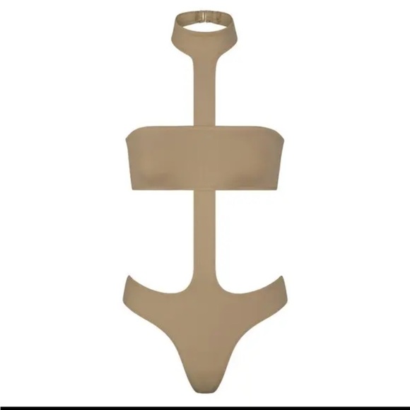 ✨SKIMS SWIM CUT OUT HALTER MONOKINI ONE PIECE SWIMSUIT DESERT L - Picture 4 of 5